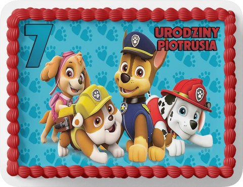PROSTOKĄTNY OPŁATEK NA TORT A4 20x29CM - PSI PATROL BAJKA + IMIĘ GRATIS PROSTOKĄTNY OPŁATEK NA TORT A4 20x29CM - PSI PATROL BAJKA + IMIĘ GRATIS