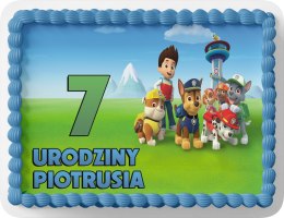 PROSTOKĄTNY OPŁATEK NA TORT A4 20x29CM - PSI PATROL BAJKA + IMIĘ GRATIS