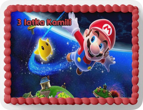 PROSTOKĄTNY OPŁATEK NA TORT A4 20x29CM - SUPER MARIO BROS + IMIĘ GRATIS PROSTOKĄTNY OPŁATEK NA TORT A4 20x29CM - SUPER MARIO BROS + IMIĘ GRATIS