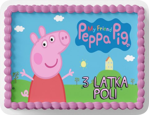 PROSTOKĄTNY OPŁATEK NA TORT A4 20x29CM - ŚWINKA PEPPA + IMIĘ GRATIS PROSTOKĄTNY OPŁATEK NA TORT A4 20x29CM - ŚWINKA PEPPA + IMIĘ GRATIS