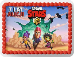 PROSTOKĄTNY OPŁATEK NA TORT A4 20x29CM - BRAWLL STARSS + IMIĘ GRATIS