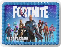 PROSTOKĄTNY OPŁATEK NA TORT A4 20x29CM - FORTNITE GRA + IMIĘ GRATIS