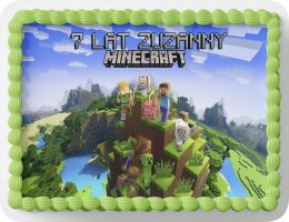 PROSTOKĄTNY OPŁATEK NA TORT A4 20x29CM - MINE.CRAFT + IMIĘ GRATIS
