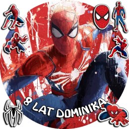 OPŁATEK NA TORT 30CM - SPIDERMAN SPIDEY PAJĄK + IMIĘ + GRATIS! 24CM 26CM