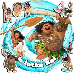 OPŁATEK NA TORT 30CM - VAIANA MOANA + IMIĘ + GRATIS! 24CM 26CM