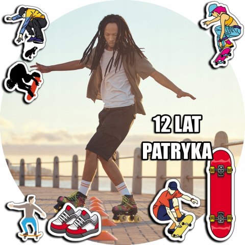 OPŁATEK NA TORT 30CM - DESKOROLKI DESKA ROLKI + IMIĘ + GRATIS! 24CM 26CM OPŁATEK NA TORT 30CM - DESKOROLKI DESKA ROLKI + IMIĘ + GRATIS! 24CM 26CM