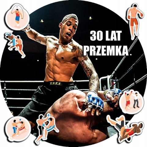 OPŁATEK NA TORT 30CM - MMA SPORTY WALKI HOBBY + IMIĘ + GRATIS! 24CM 26CM OPŁATEK NA TORT 30CM - MMA SPORTY WALKI HOBBY + IMIĘ + GRATIS! 24CM 26CM
