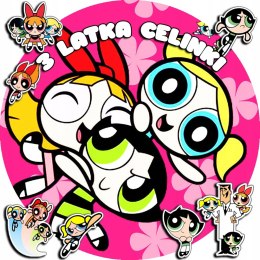 OPŁATEK NA TORT 30CM - POWER GIRLS ATOM.ÓWKI + IMIĘ + GRATIS! 24CM 26CM