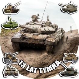 OPŁATEK NA TORT 30CM - WOJSKO CZOŁG TANK + IMIĘ + GRATIS! 24CM 26CM