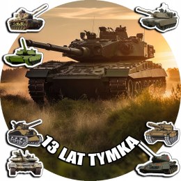 OPŁATEK NA TORT 30CM - WOJSKO CZOŁG TANK + IMIĘ + GRATIS! 24CM 26CM