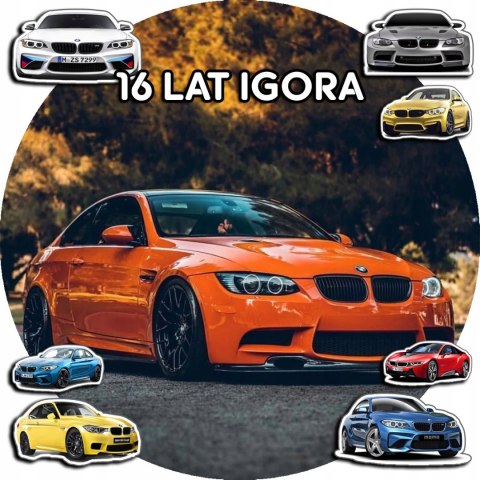 OPŁATEK NA TORT 30CM - SAMOCHODY AUTA BMW + IMIĘ + GRATIS! 24CM 26CM OPŁATEK NA TORT 30CM - SAMOCHODY AUTA BMW + IMIĘ + GRATIS! 24CM 26CM