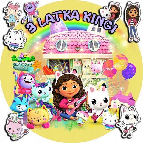 OPŁATEK NA TORT 30CM - KOCI DOMEK GABI + IMIĘ + GRATIS! 24CM 26CM OPŁATEK NA TORT 30CM - KOCI DOMEK GABI + IMIĘ + GRATIS! 24CM 26CM
