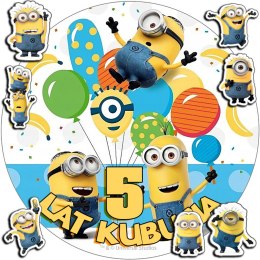 OPŁATEK NA TORT 30CM - MINIONKI BAJKA + IMIĘ + GRATIS! 24CM 26CM