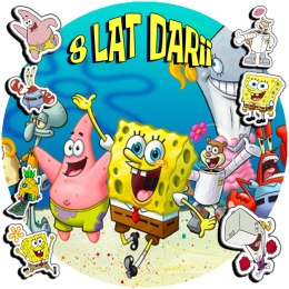OPŁATEK NA TORT 30CM - SPONGEBOB BAJKA + IMIĘ + GRATIS! 24CM 26CM