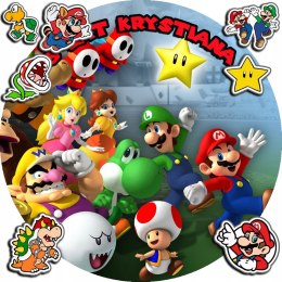 OPŁATEK NA TORT 30CM - SUPER MARIO BROS + IMIĘ + GRATIS! 24CM 26CM
