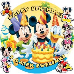 OPŁATEK NA TORT 30CM - MYSZKA MICKEY MINNIE + IMIĘ + GRATIS! 24CM 26CM