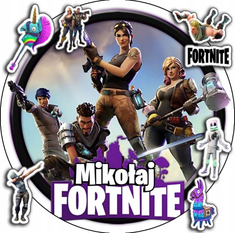 OPŁATEK NA TORT 30CM - FORTNITE GRY DEKORACJA + IMIĘ + GRATIS! 24CM 26CM