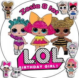 OPŁATEK NA TORT 30CM - LOL SURPRISE LALECZKI + IMIĘ + GRATIS! 24CM 26CM
