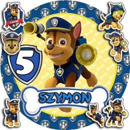 OPŁATEK NA TORT 30CM - PSI PATROL CHASE CZEJS + IMIĘ + GRATIS! 24CM 26CM