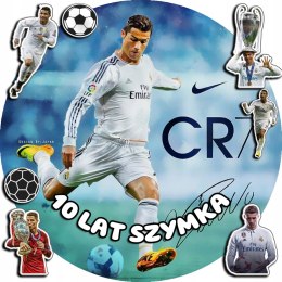 OPŁATEK NA TORT 20CM - PIŁKA NOŻNA RONALDO + IMIĘ + GRATIS! 15CM 18CM