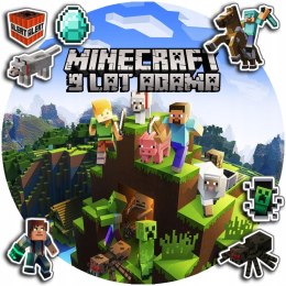 OPŁATEK NA TORT 20CM - MINEECRAFT GRY DEKORACJA + IMIĘ + GRATIS! 15CM 18CM