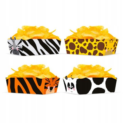 Pudełko na chipsy Zwierzątka 15x6cm 4szt Urodziny Pudełko na chipsy Zwierzątka 15x6cm 4szt Urodziny